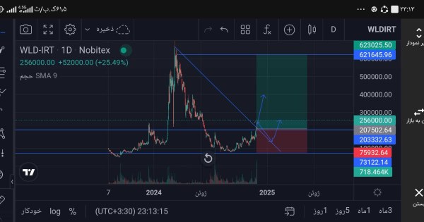 ارز WLDبرای دوستانی که به تومان ترید میکنن تحلیل کردم