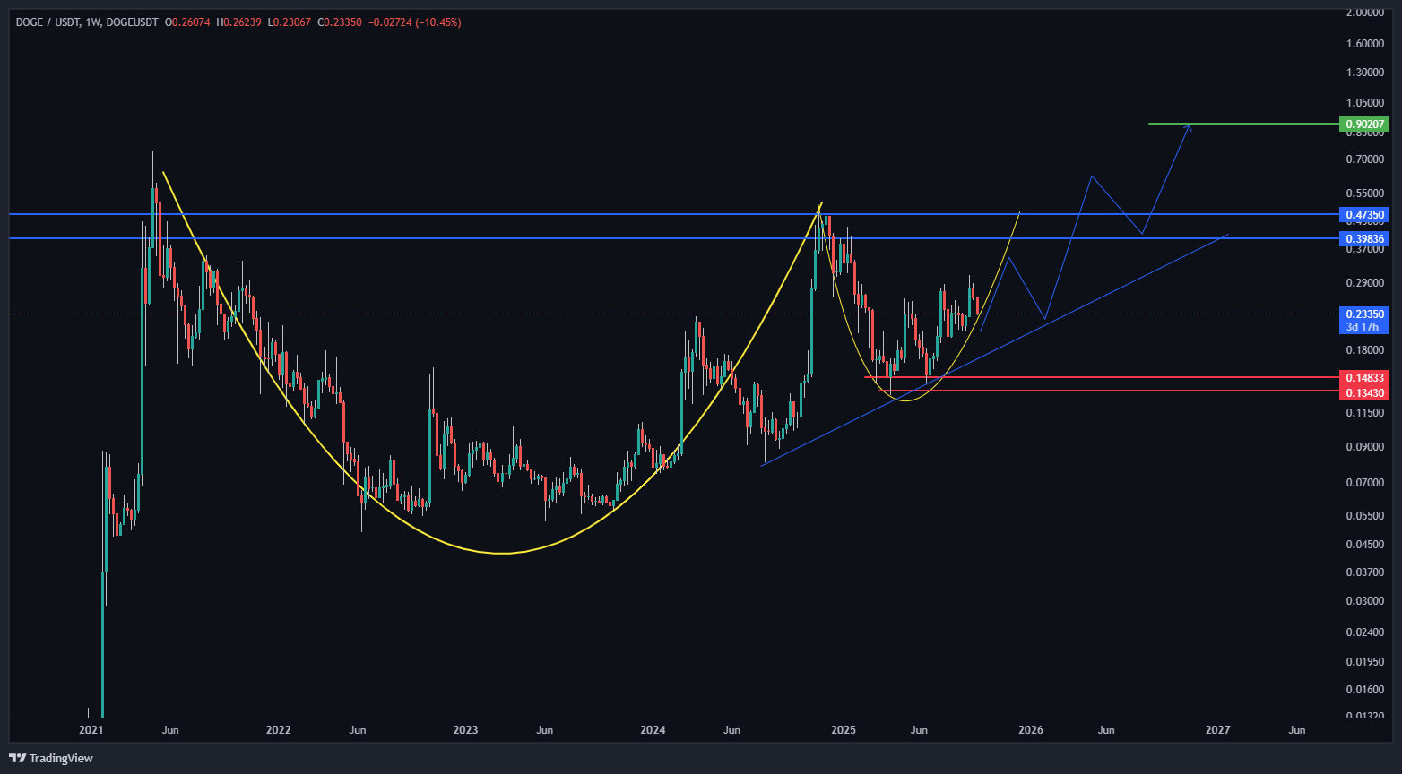 دوج کوین (DOGE) تحلیل بلند مدت