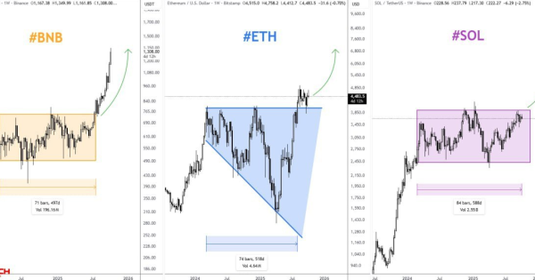 سه‌گانه‌ی گاوی: BNB جلو، اتریوم پشتِ پرچم، سولانا لبِ جرقه!