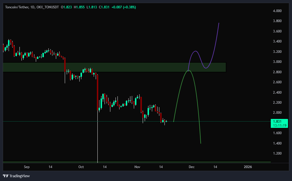 TON به محدوده مرگ‌ و زندگی رسید