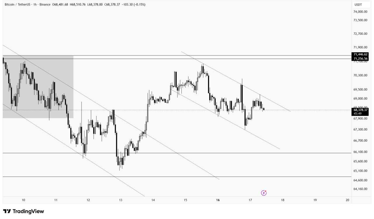 بیت ‌کوین (BTC) تایم‌ فریم ۱ ساعته