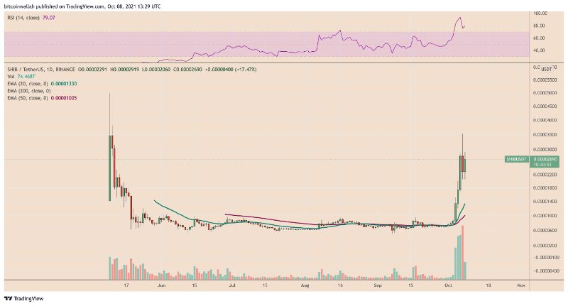 SHIB is mirroring its mentor Dogecoin's price