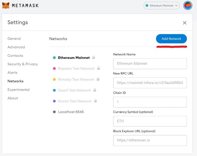 اضافه‌کردن زنجیره هوشمند بایننس به متامسک