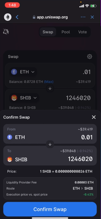 خرید شیبا در تراست ولت با bnb 