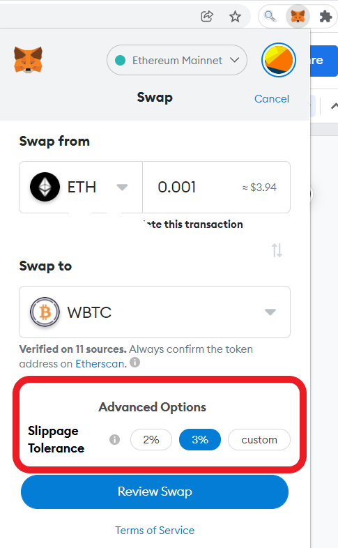 سواپ ارز دیجیتال در متامسک 
