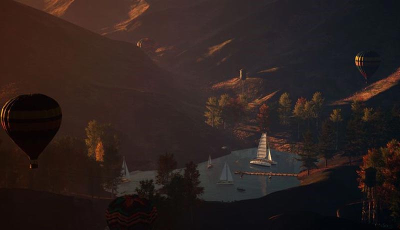 غروب خورشید در هاب Rocket Pond. آشنایی با متاورس Rocket Pond شیبا