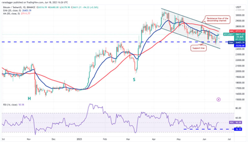 نمودار روزانه BTC/USDT.