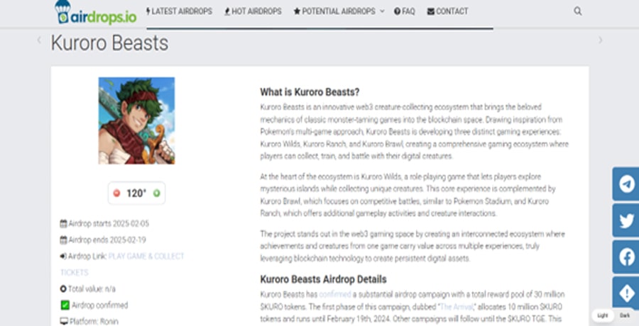 سایت airdrops.io