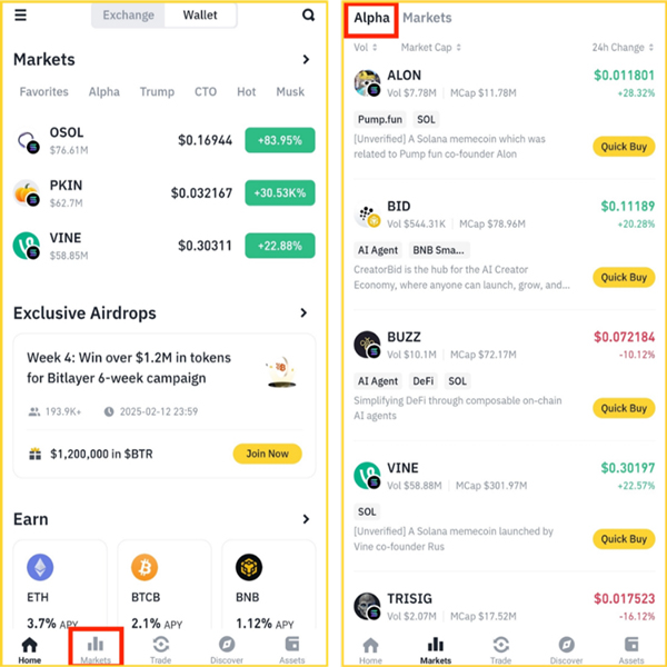 پلتفرم Binance Alpha