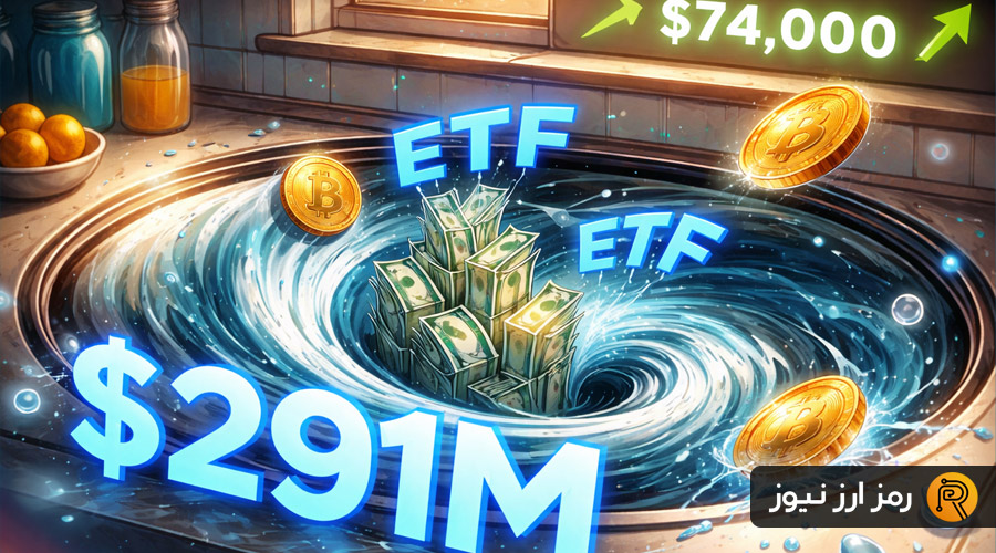 خروج ۲۹۱ میلیون دلار از ETFهای بیت‌کوین همزمان با عبور قیمت از ۷۴ هزار دلار