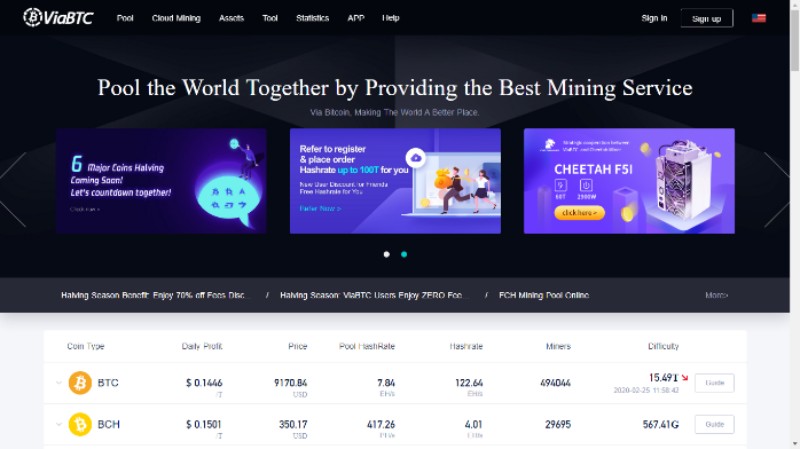 استخر استخراج بیت کوین ViaBTC